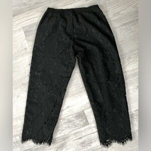 Sugar + Lips Floral Black Lace Cropped Pants